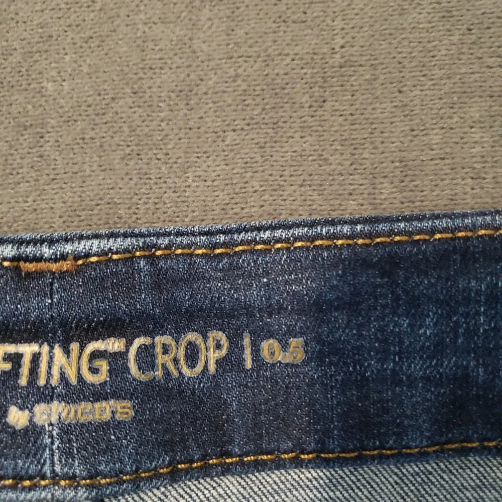 Chico's So Lifting Crop Jeans Womens 6 Dark Blue‎ Denim Stretch Pants